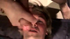 Fucking the twink's mouth and cumming on his face