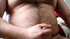 Chubby daddy bear jacking on cam