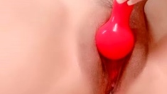 Stacked brunette goes solo toys and masturbation