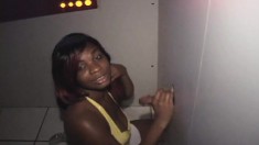 Nasty Ebony Babe Gets All Her Holes Filled With Cum At The Gloryhole