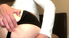 Blonde amateur MILF sucks and jerks for facial