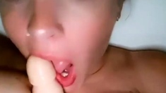 Masturbating loving babe solo toy plays with enthusiasm