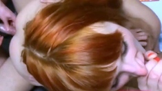 Redhead Russian Girl Loves Group Sex