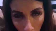 Cumshot wanting amateur MILF wanks cock in POV video