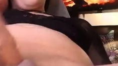 Big Tits Tranny Jerking her Big Hard Cock