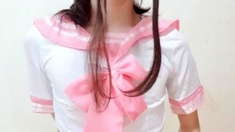 Shemale tranny enjoying solo masturbation