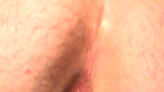 Pink labia close up of naive brunette