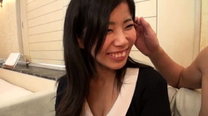 Naughty Asian milf Julia solo masturbation close up