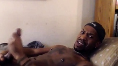Big Black Cock Stroked by a Str8 Guy