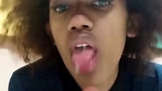 Curly Police Officer With Blue Eyes Sucks A Big Dildo For