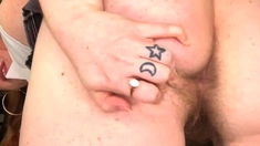 Busty Redhead MILF in a Corset Plays Solo