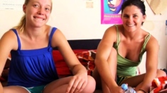 Pale Blonde And Tanned Brunette Lesbians