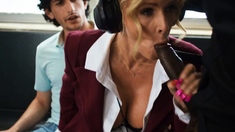 Blonde Commuter Is Pounded in Public Train - Covered in Cum