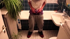 Uncircumcised skinny teen pee pants