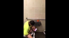 Workmen caught jerking and cumming in restroom