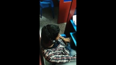 Str8 spy boy working his bulge in cyber cafe